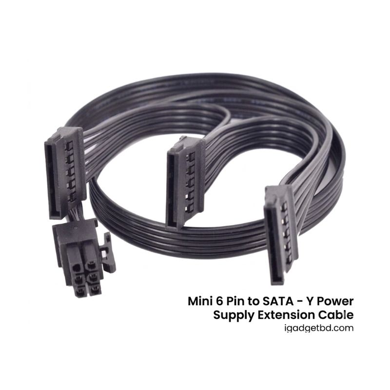 Mini 6 Pin to SATA - Y Power Supply Extension Cable