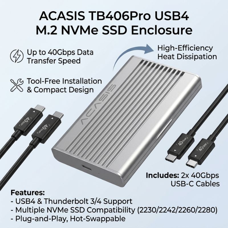 ACASIS TB406Pro USB4 M.2 NVMe SSD Enclosure up to 40Gbps