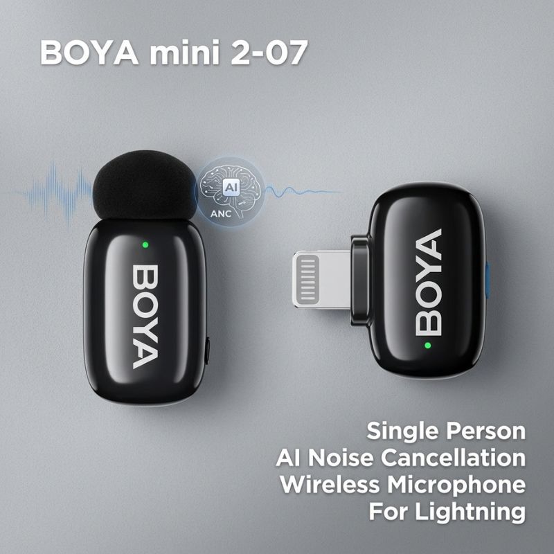 BOYA mini 2-07 Single Person AI Noise Cancellation Wireless Microphone For Lightning