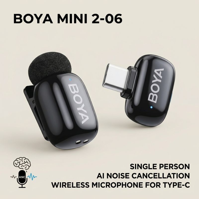 BOYA mini 2-06 Single Person AI Noise Cancellation Wireless Microphone For Type-C
