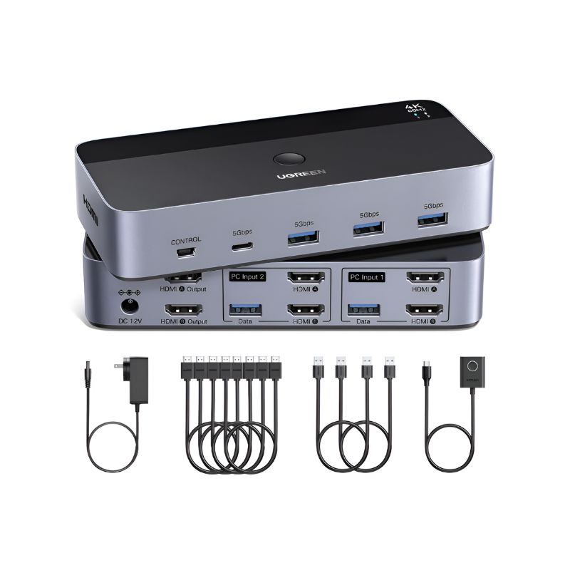 UGREEN 55455 HDMI (Dual Display, 2 Inputs, 2 Outputs, 4K@60Hz) KVM Switch #AK500