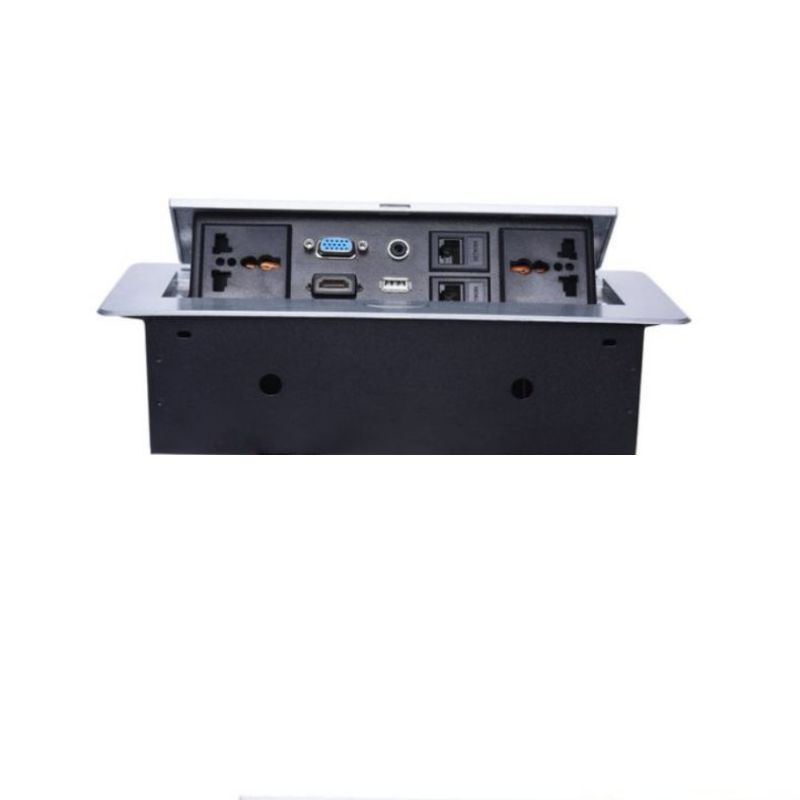 Tabletop Connectivity Pop Up Box Outlet Socket HDMI, LAN, VGA, USB, 3.5mm Power Without Cable