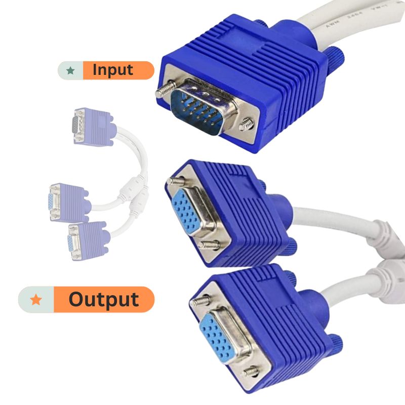 VGA Y splitter Signal One in Two Out Cable